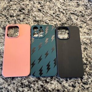 Stylish Phone Case Set - Pink, Teal, and Black